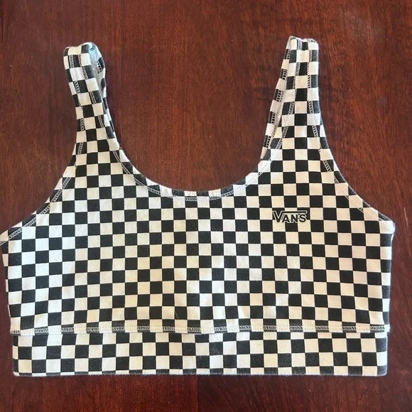 Vans Black and White Checkered Sports Bra Intimates - Picture 1 of 4